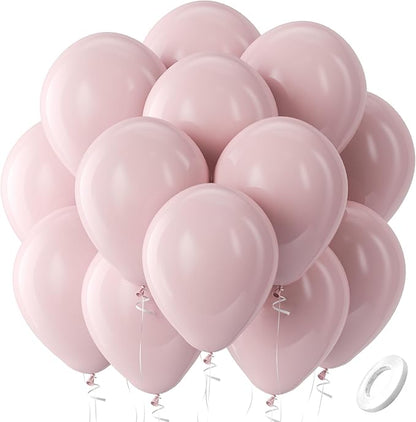 Bezente Dusty Pink Balloons Latex Party Balloons 100 Pack 12 inch | Blush Lilac by Bezente