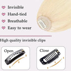 ORIGEN Clip in Bangs Real Human Hair Clip on Wispy Bangs Fringe with Temples Hairpieces Fake Front Bangs Extensions for Women Ice Blonde Color