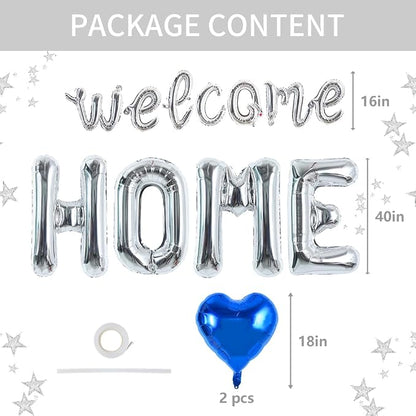 TONIFUL 2 Size Silver Foil Welcome HOME Letter Balloons Banner Decorations | - Image 2