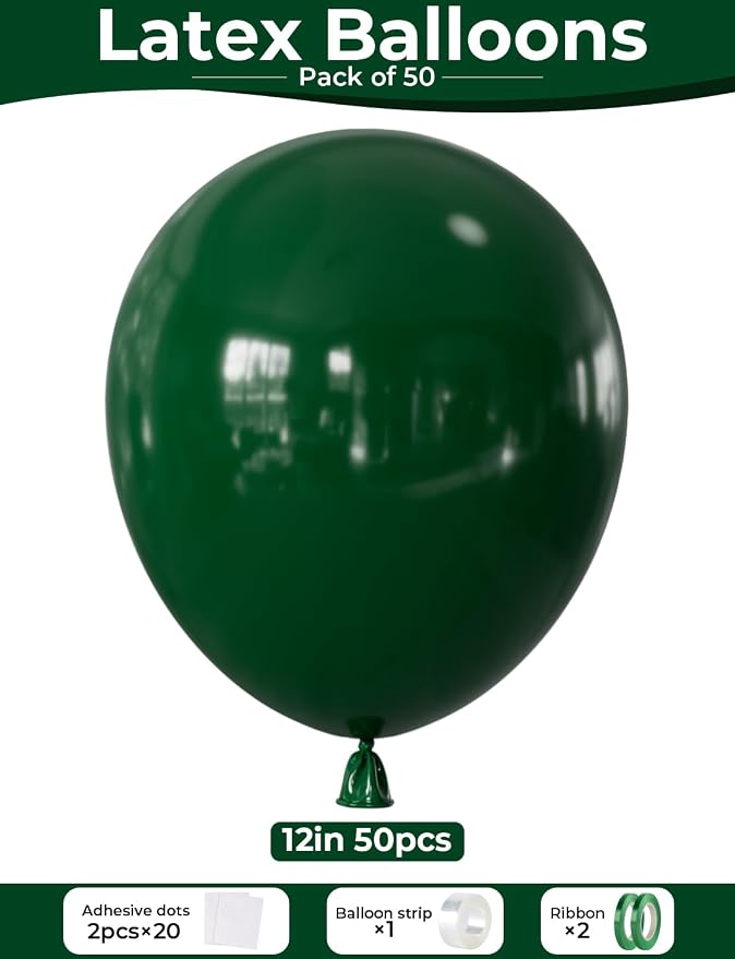 Dark Green Balloons, Forest Green Balloons - Image 4