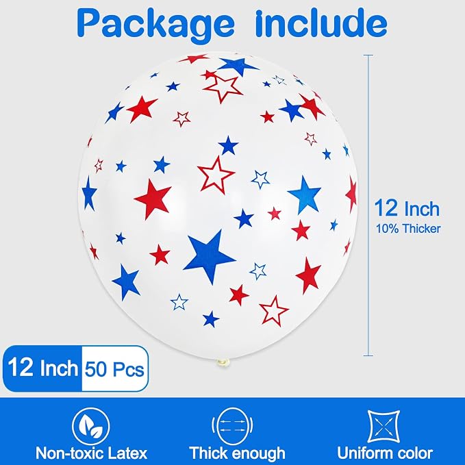 12 Inch Printed Star White Balloons - Image 2