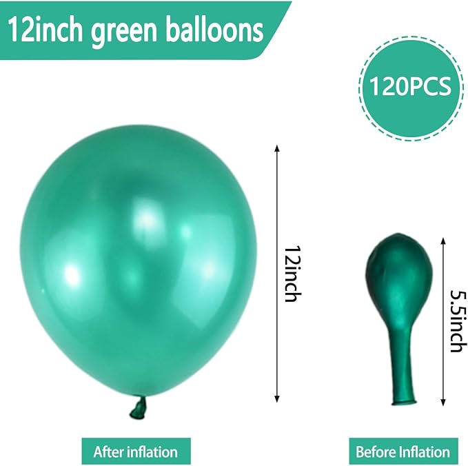 120 Pack Pearl Green Balloons, Bright 12 inch Royal Green Latex Party Balloons - Image 3