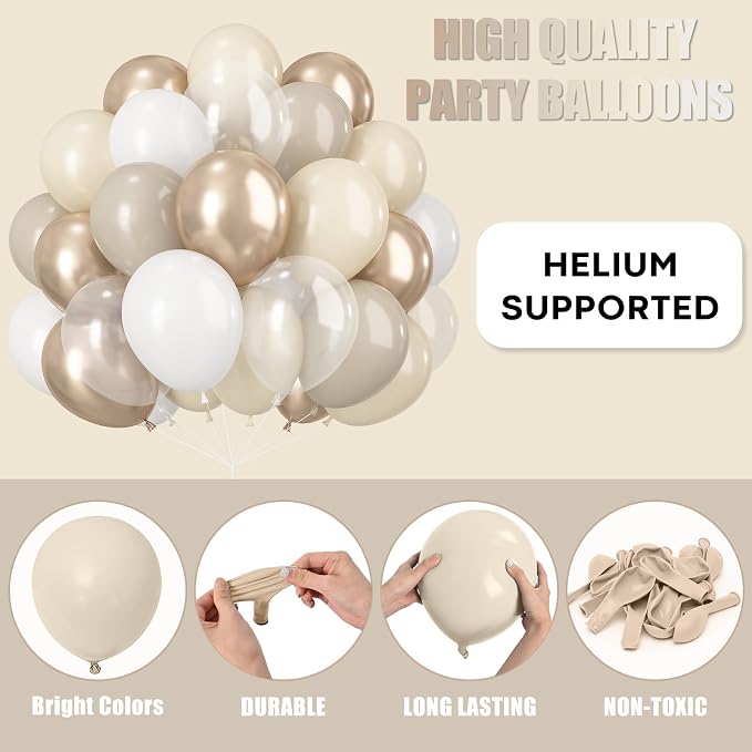 Beige White Gold Balloons - Image 6