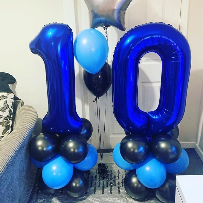 Navy Blue 10 Balloon Numbers, 40 Inch Dark Blue 10th Birthday Balloons Large - Image 6