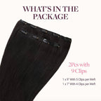 GOO GOO Clip in Hair Extensions Real Human Hair, Remy Human Hair Extensions Clip ins for Women, Natural Human Hair, 18inch 70g 2Pcs, #1B Natural Black