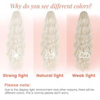 Claw Clip Ponytail Extension for Women 18 Inch Wavy Curly Fake Ponytail Clip in Hair Pieces Shoulder Length Fluffy Natural Synthetic Hairpiece for Daily Use (Light Blonde)