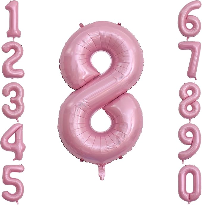 Pearlescent Pink Number 8 Balloon 40 Inch, Shiny Foil by Unknown