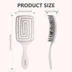 Detangling Brush, Dry and Wet Vented Detangler Hair Brush for Women and Men, Professional Paddle Curved Styling Hairbrush, Beige