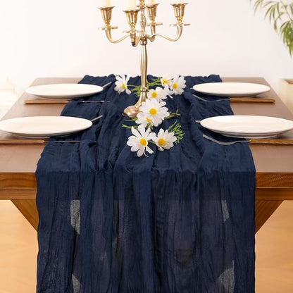 Cheesecloth Table Runner Summer Boho Wedding Birthday Party Home Decor | Navy - Image 2