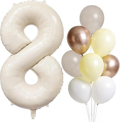 Cream Number 8 Balloon 40 Inch Beige Nude Number 8 Balloon by LEBERY