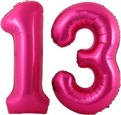 40 Inch Hot Pink 13 Number Balloons Giant Jumbo Huge 13 or 31 Foil Mylar Helium by LHOAVWE