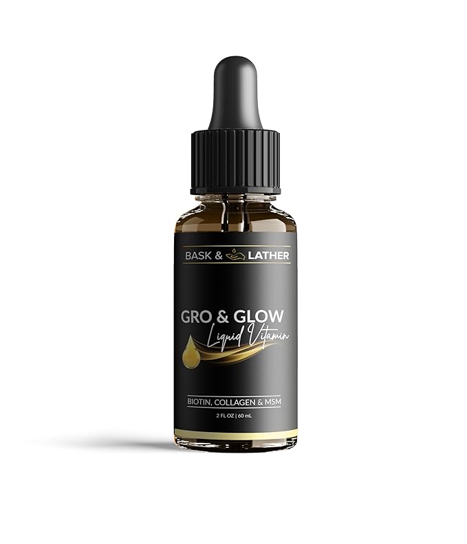 BASK & LATHER Inside-Out Growth Kit | Scalp Stimulator Oil + Gro & Glow Vitamins | Nourish Hair from Inside & Out for Stronger, Thicker, Healthier Growth