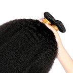 30 32 34 Inch Yaki Straight Bundles Color 1B Kinky Straight Human Hair Bundle Brazilian Virgin Soft and Silky Remy Hair Extensions Niegmeag Double Weft Natural Black Yaki Bundle 300g