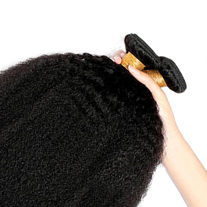 28 28 28 Inch Yaki Straight Bundles Color 1B Kinky Straight Human Hair Bundle Brazilian Virgin Remy Hair Extensions Niegmeag Double Weft Soft and Silky Natural Black Yaki Bundle 300g