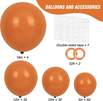 RUBFAC Burnt Orange Balloons 129pcs Different Sizes Pack of 18 12 10 5 Inch | - Image 2