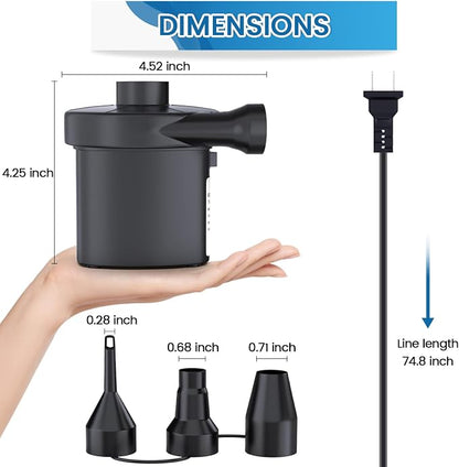 Electric Air Pump for Inflatables, VANNPOOY Portable Air Mattress Pump - Image 4