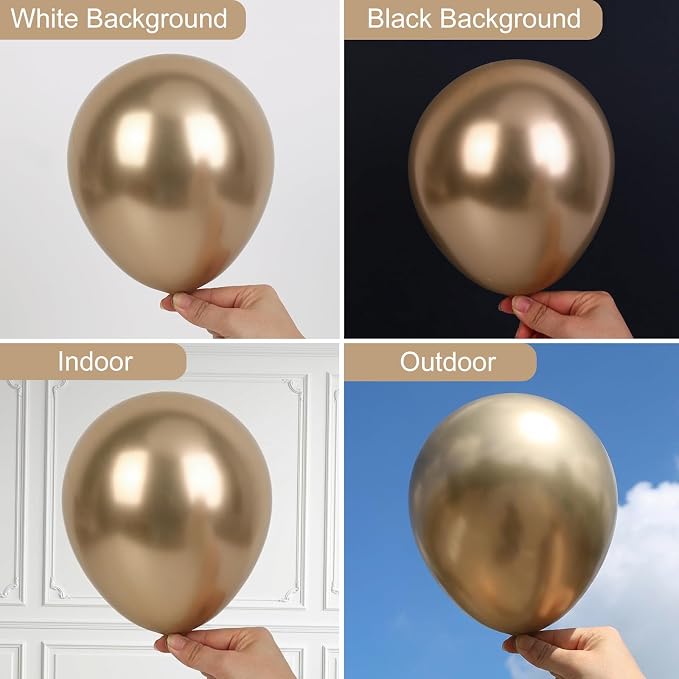 RUBFAC Gold Balloons 129pcs Chrome Gold Balloon Arch Different Sizes | Latex - Image 3