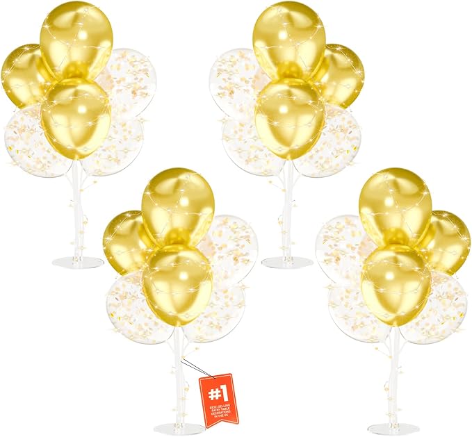 4Sets Gold Balloons Stand by MYZSBRDM