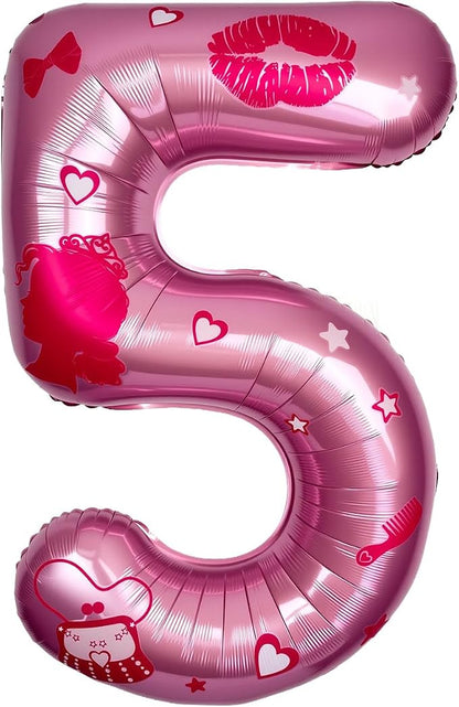 Pink Number 5 Balloon 40 Inch, DIY Fashion Girl Stickers Custom Balloon | Hot by Unknown