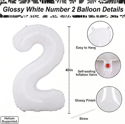 White Number 12 Balloon 40 Inch, Large Matte White 1 and 2 Foil Balloons Set - Image 4