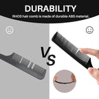 RHOS Rat Tail Combs for Parting, Fine Tooth Teasing Comb with Pick, 2 Pack Hair Styling Combs Set for Women and Men, Black, ABS Material