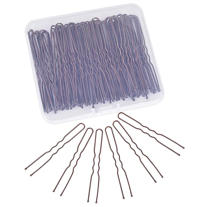 U Shaped Hair Pins, IKOCO 2.4inch Hair Pins for Women with Storage Box, Brown