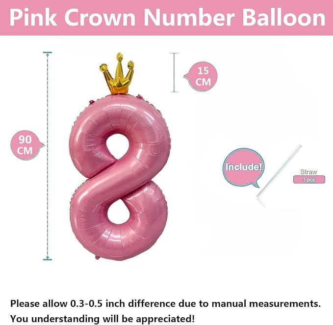 40 inch Pink Number 8 Balloon - Image 2