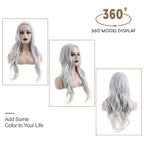 Baruisi Long Wavy Silver Grey Wigs for Women Side Part Natural Looking Cosplay Synthetic Fiber Wig Heat Resistant Replacement Wig