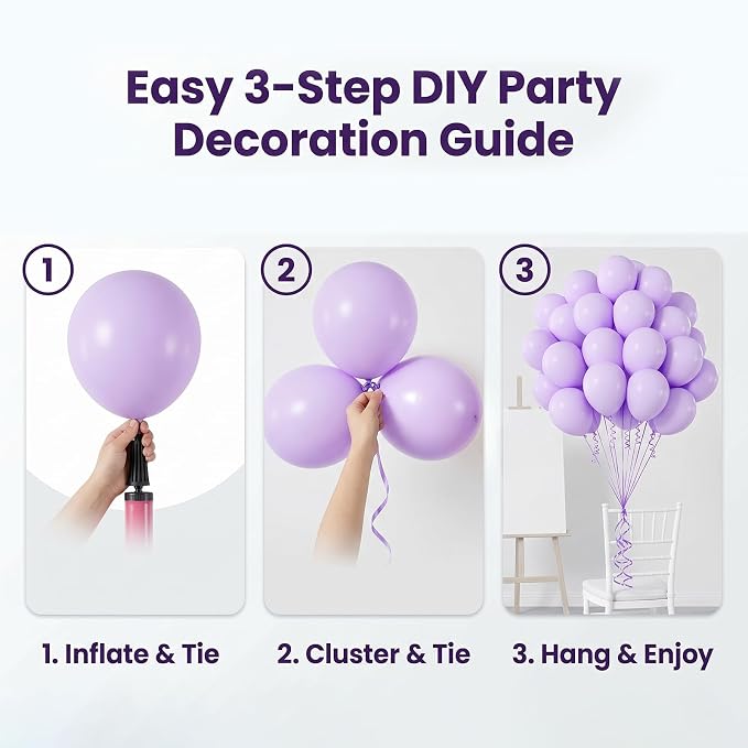 40pcs 12 Inch Pastel Purple Balloons, Matte Macaron Lavender Lilac Balloons | - Image 3