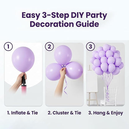 40pcs 12 Inch Pastel Purple Balloons, Matte Macaron Lavender Lilac Balloons | - Image 3