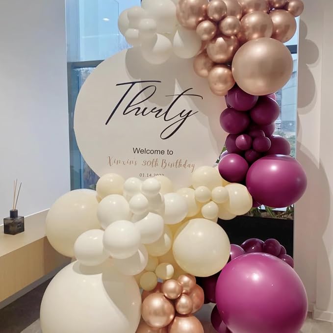 MEBAY Plum Purple White Gold Balloon Arch Kit - Image 3