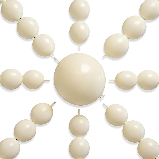 PartyWoo White Sand Linking Balloons 100pcs 12 Inch Off White Link Balloons | by PartyWoo