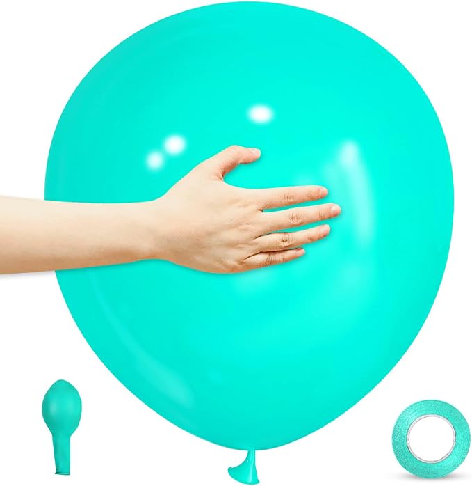 18 Inch Teal Balloons 12 Pack Big Balloons Thick Latex Turquoise Dark Teal by ASIYUHY