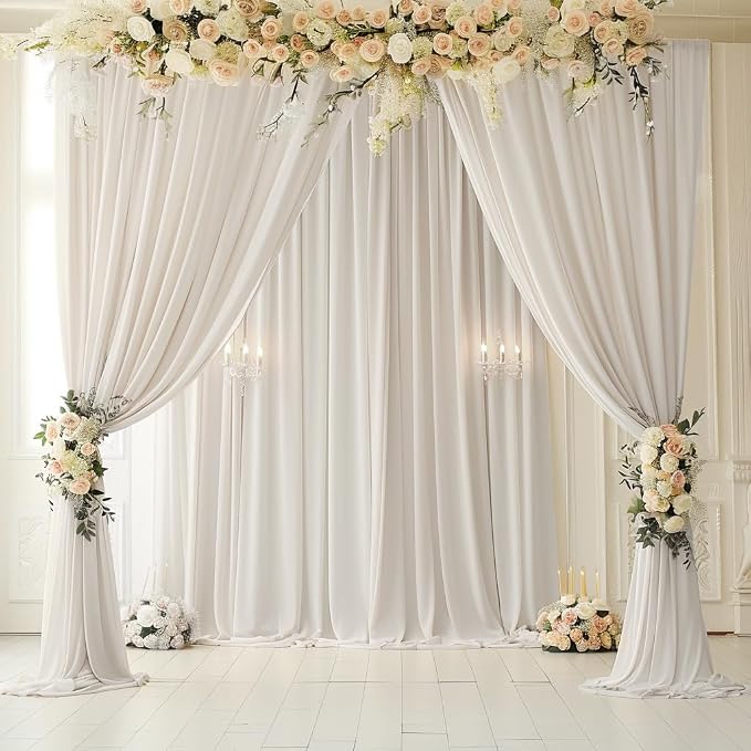 10ft x 10ft Wrinkle Free Ivory Backdrop Curtains - Image 7