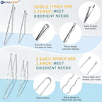 510PCS Silve Bobby Pins Hair Pins Kit with Hair Net, YINGFENG Includes 100 Bobby Pins for Women, 100 U-Shaped Buns Hair Clips, 300 Hair Bands and 10 White Hair Nets, for Gray Hair