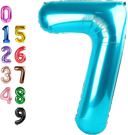 Number Balloons 7 Balloon Light Blue by Enyeopd