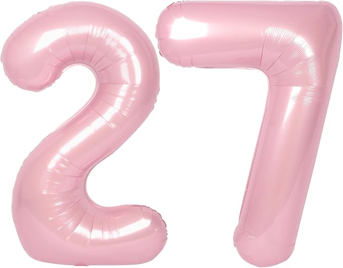 SUWEN 40 Inch Large Pink 27 Balloon Numbers Big Foil Helium Number Balloons 0-9 by SUWEN