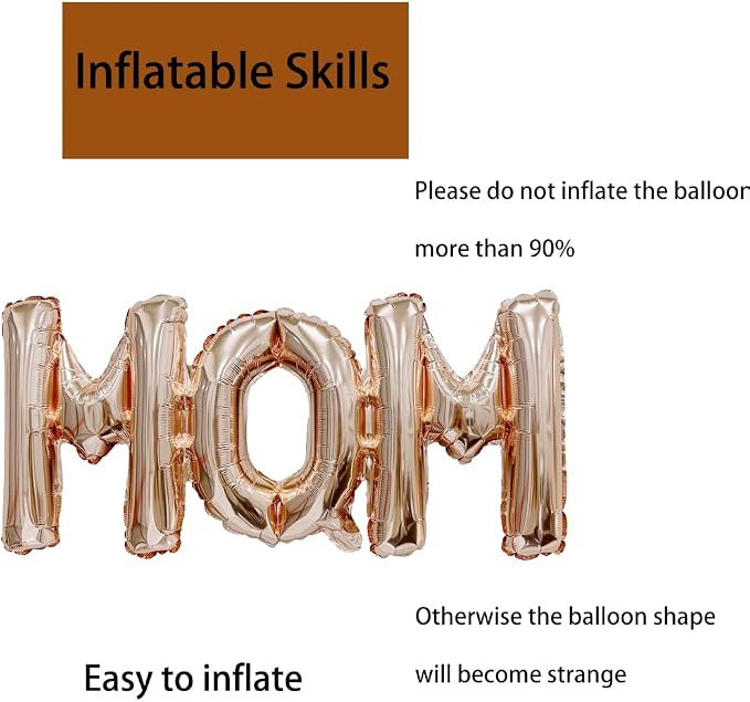 Mother's Day Balloons Rose Gold Mom Balloons Letter Balloon Conjoined Mom Foil - Image 5