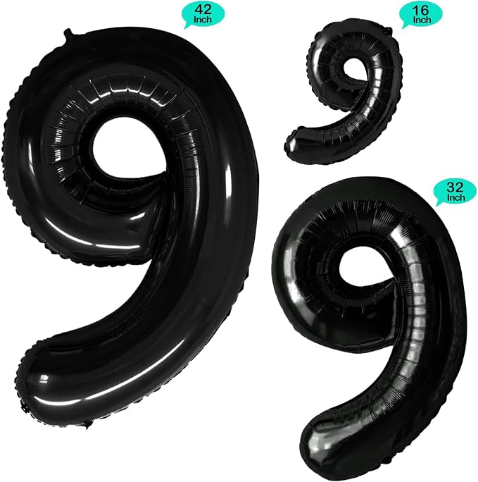 Black Foil Balloons Number 9, Huge Number Balloons - Image 2