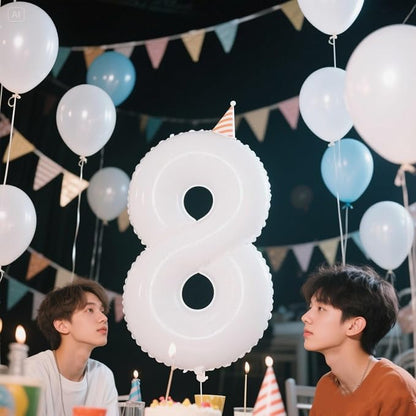 8 Balloon 40 inch White Number Balloons - Image 2