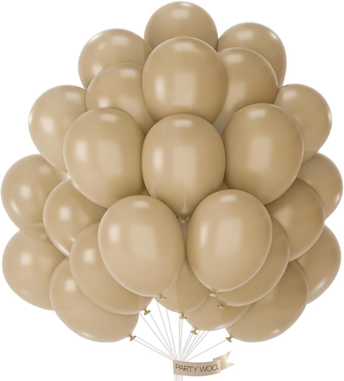PartyWoo Light Brown Balloons 100pcs Nude Neutral Boho Tan Fall Color | 12 Inch by PartyWoo