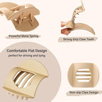 4 PCS Flat Claw Clips, Round Large Flat Hair Clips for Women,French Strong Hold Hair Barrettes for Thick Thin Hair(Matte)