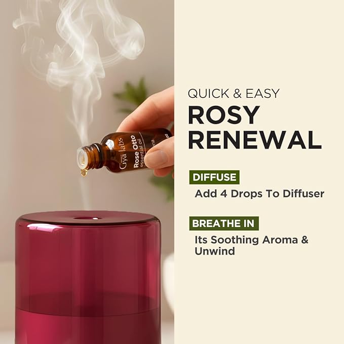 Gya Labs Rose Otto Essential Oil - 0.34 Fl Oz - for Hair, Skin, Diffuser, Aromatherapy & DIY Candle Making Scent