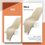 Full Shine Blonde Tape in Hair Extensions 18 Inch PU Tape in Extensions Color 613 Blonde Remy Human Hair Extension 50 Gram Real Human Hair Invisible Hair 20 Pieces Seamless Tapes for Women Straight