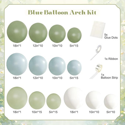 Sage Green Blue Pastel Balloon Arch Kit - Image 5