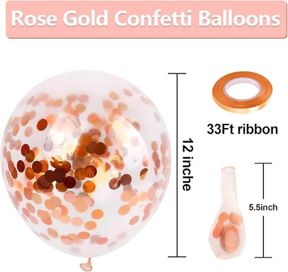 Bezente Rose Gold Confetti Latex Helium Balloons 60 Pack 12 inch | Rose Gold - Image 2