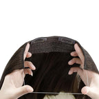 RUNATURE 20 Inch Wire Hair Extensions Real Human Hair, Invisible Wire Hair Extensions Brown 100g One Piece, Remy Soft Silky Hair, Easy to Install with Adjustable Transparent Fish Line #2 Dark Brown
