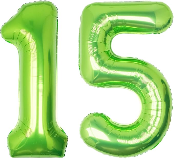 40 Inch Green Number 15 Balloon Lime Big Large Helium Number 0-9 | Giant by SULALABOO