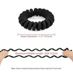 Spiral Black Cloth Hair Ties for Thick, Ponytail Holders (12 Pcs), No Crease Phone Cord Ties for All Hair Types