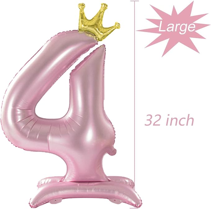 Crown Pink Number 4 Balloon - Image 2